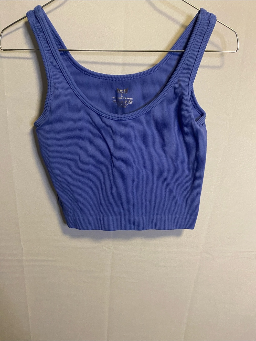 Ribbed Scoop Crop Tank Top in Periwinkle - Unknown Brand